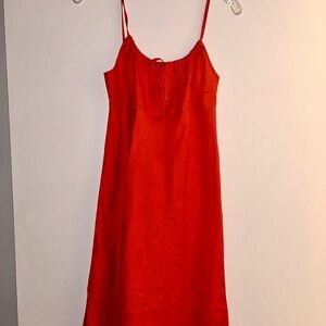 GAP Red Linen Dress with Spaghetti Straps